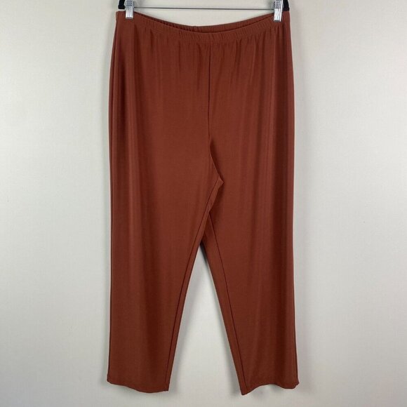 Susan Graver Essentials Lustra Knit Skinny Pants Size XL Petite Rust Pull On - Picture 1 of 9